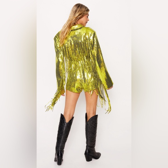 Size 6-Green Sequin Fringe Romper-worn once to Era’s Tour! - Picture 4 of 9